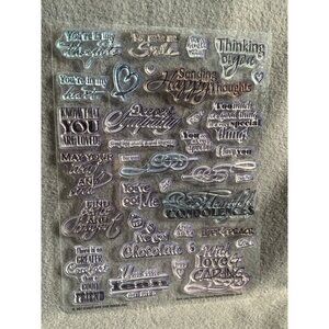 Hot off the Press Clear Rubber Stamp Sheet with Sentiments & Phrases